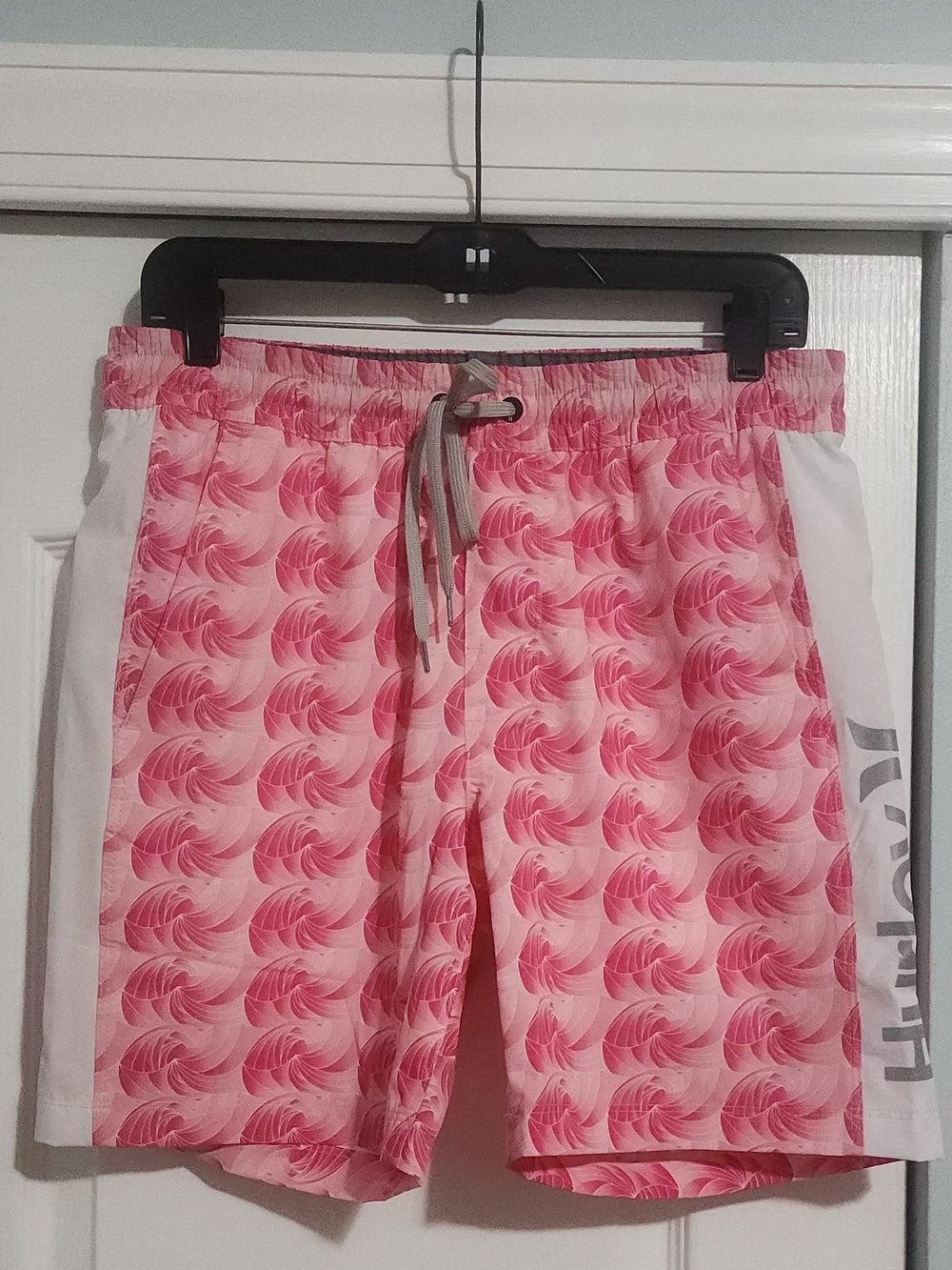 Hurley Pink Patterned Swim Shorts with White Side Panels